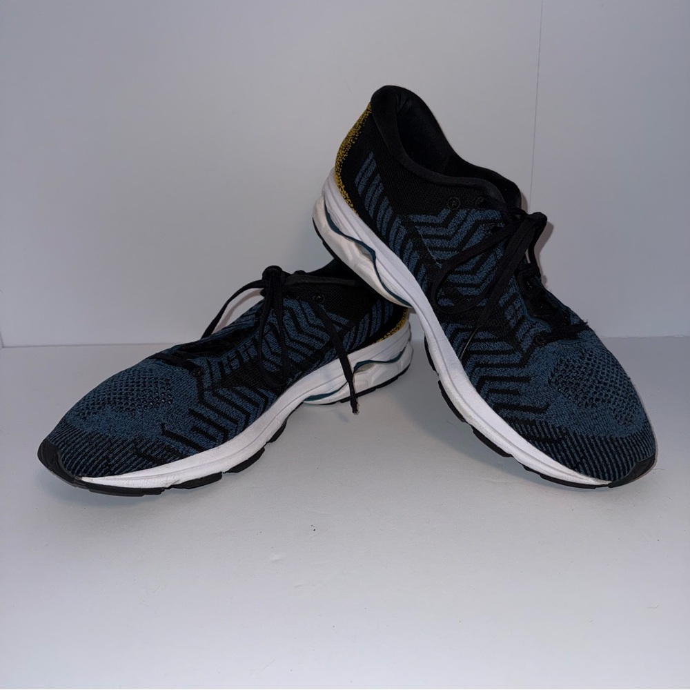 Mizuno Wave Rider Waveknit 3 Moroccan Blue Black Men’s Athletic Sneakers Sz 12